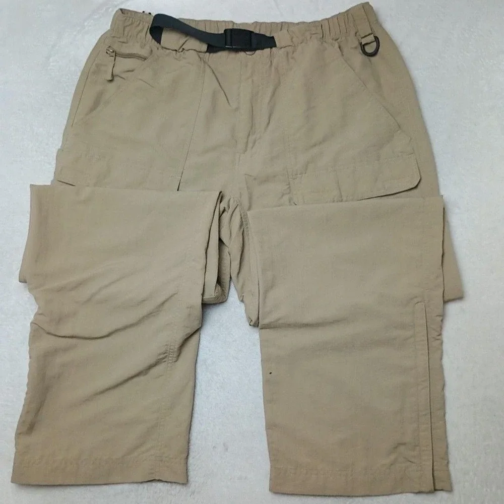 North Face Pants Mens Large Beige Cargo Nylon Convertible Outdoor Hiking Fishing